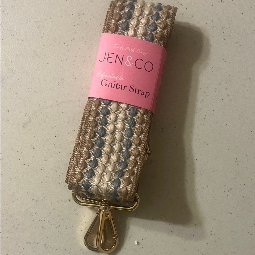 Jen & Co. Adjustable Guitar Strap - Brown and Blue